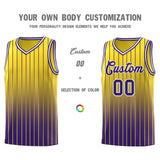 Custom Gold Purple Gradient Fashion Sets Sports Stripe Uniform Basketball Jersey