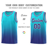 Custom Sky Blue Purple Gradient Fashion Sets Sports Stripe Uniform Basketball Jersey