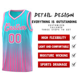 Custom Sky Blue Pink Gradient Fashion Sets Sports Stripe Uniform Basketball Jersey