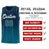 Custom Navy Aqua Gradient Fashion Sets Sports Stripe Uniform Basketball Jersey