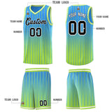 Custom Powder Blue Neon Green Gradient Fashion Sets Sports Stripe Uniform Basketball Jersey
