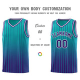 Custom Aqua Purple Gradient Fashion Sets Sports Stripe Uniform Basketball Jersey
