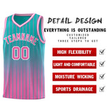 Custom Aqua Pink Gradient Fashion Sets Sports Stripe Uniform Basketball Jersey