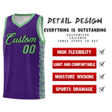 Custom Purple Green Personalized Indians Pattern Sets Sports Uniform Basketball Jersey