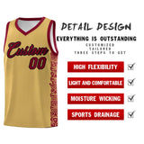 Custom Khaki Crimson Personalized Indians Pattern Sets Sports Uniform Basketball Jersey