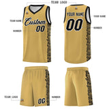 Custom Khaki Black Personalized Indians Pattern Sets Sports Uniform Basketball Jersey