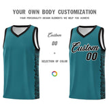 Custom Aqua Black Personalized Indians Pattern Sets Sports Uniform Basketball Jersey