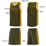 Custom Olive Yellow Personalized Indians Pattern Sets Sports Uniform Basketball Jersey