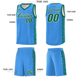 Custom Powder Blue Kelly Green Personalized Indians Pattern Sets Sports Uniform Basketball Jersey