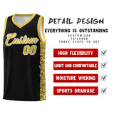 Custom Black Yellow Personalized Indians Pattern Sets Sports Uniform Basketball Jersey