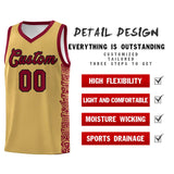 Custom Khaki Crimson Personalized Indians Pattern Sets Sports Uniform Basketball Jersey
