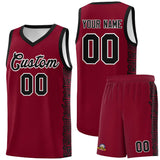 Custom Crimson Black Personalized Indians Pattern Sets Sports Uniform Basketball Jersey