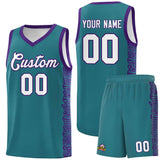 Custom Aqua Purple Personalized Indians Pattern Sets Sports Uniform Basketball Jersey