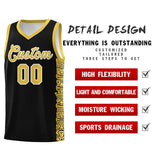 Custom Black Yellow Personalized Indians Pattern Sets Sports Uniform Basketball Jersey