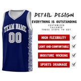 Custom Navy Gray Personalized Indians Pattern Sets Sports Uniform Basketball Jersey