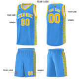 Custom Powder Blue Gold Personalized Indians Pattern Sets Sports Uniform Basketball Jersey