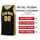 Custom Black Yellow Personalized Indians Pattern Sets Sports Uniform Basketball Jersey