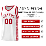 Custom White Red Personalized Indians Pattern Sets Sports Uniform Basketball Jersey