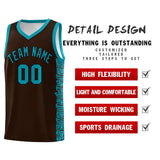 Custom Brown Teal Personalized Indians Pattern Sets Sports Uniform Basketball Jersey