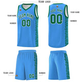 Custom Powder Blue Kelly Green Personalized Indians Pattern Sets Sports Uniform Basketball Jersey