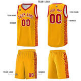 Custom Yellow Red Personalized Indians Pattern Sets Sports Uniform Basketball Jersey