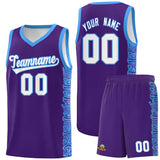 Custom Purple Powder Blue Personalized Indians Pattern Sets Sports Uniform Basketball Jersey