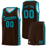 Custom Brown Teal Personalized Indians Pattern Sets Sports Uniform Basketball Jersey