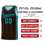 Custom Brown Teal Personalized Indians Pattern Sets Sports Uniform Basketball Jersey