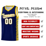 Custom Navy Gold Personalized Indians Pattern Sets Sports Uniform Basketball Jersey