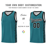 Custom Aqua Black Personalized Indians Pattern Sets Sports Uniform Basketball Jersey