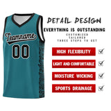 Custom Aqua Black Personalized Indians Pattern Sets Sports Uniform Basketball Jersey