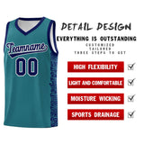 Custom Aqua Navy Personalized Indians Pattern Sets Sports Uniform Basketball Jersey