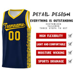Custom Navy Gold Personalized Indians Pattern Sets Sports Uniform Basketball Jersey