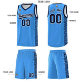 Custom Powder Blue Black Personalized Indians Pattern Sets Sports Uniform Basketball Jersey