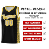 Custom Black Yellow Personalized Indians Pattern Sets Sports Uniform Basketball Jersey