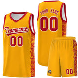 Custom Yellow Red Personalized Indians Pattern Sets Sports Uniform Basketball Jersey