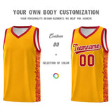 Custom Yellow Red Personalized Indians Pattern Sets Sports Uniform Basketball Jersey