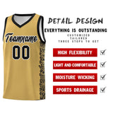 Custom Old Gold Black Personalized Indians Pattern Sets Sports Uniform Basketball Jersey