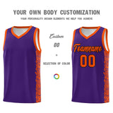 Custom Purple Orange Personalized Indians Pattern Sets Sports Uniform Basketball Jersey