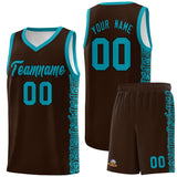 Custom Brown Teal Personalized Indians Pattern Sets Sports Uniform Basketball Jersey