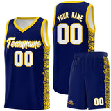 Custom Navy Gold Personalized Indians Pattern Sets Sports Uniform Basketball Jersey