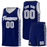 Custom Navy Gray Personalized Indians Pattern Sets Sports Uniform Basketball Jersey