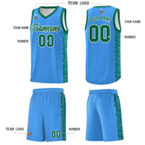Custom Powder Blue Kelly Green Personalized Indians Pattern Sets Sports Uniform Basketball Jersey
