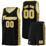 Custom Black Yellow Personalized Indians Pattern Sets Sports Uniform Basketball Jersey