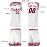 Custom White Crimson Personalized Indians Print Sets Sports Uniform Basketball Jersey
