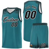 Custom Aqua Black Personalized Indians Print Sets Sports Uniform Basketball Jersey