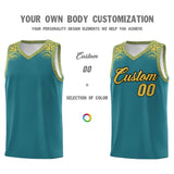 Custom Aqua Yellow Personalized Indians Print Sets Sports Uniform Basketball Jersey