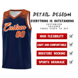 Custom Navy Orange Personalized Indians Print Sets Sports Uniform Basketball Jersey