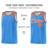 Custom Powder Blue Orange Personalized Indians Print Sets Sports Uniform Basketball Jersey