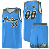 Custom Powder Blue Olive Personalized Indians Print Sets Sports Uniform Basketball Jersey